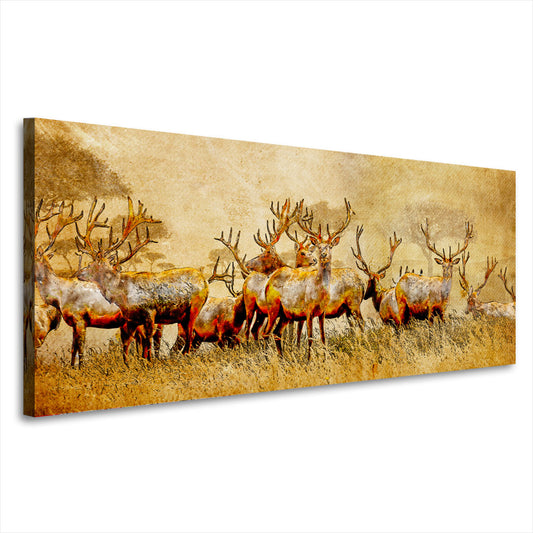 Hirsch Herde Familie Wandbild Kunstwerk