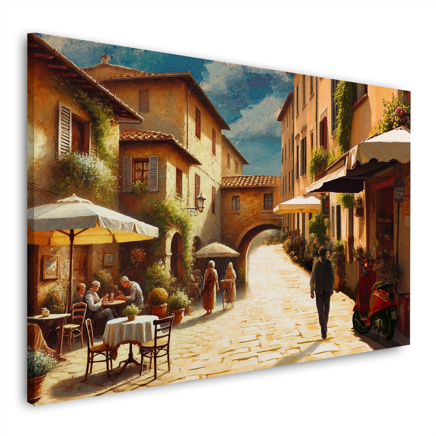 Italien Dorfstraße mit historischem Charme und Sonne Wandbild Kunstwerk