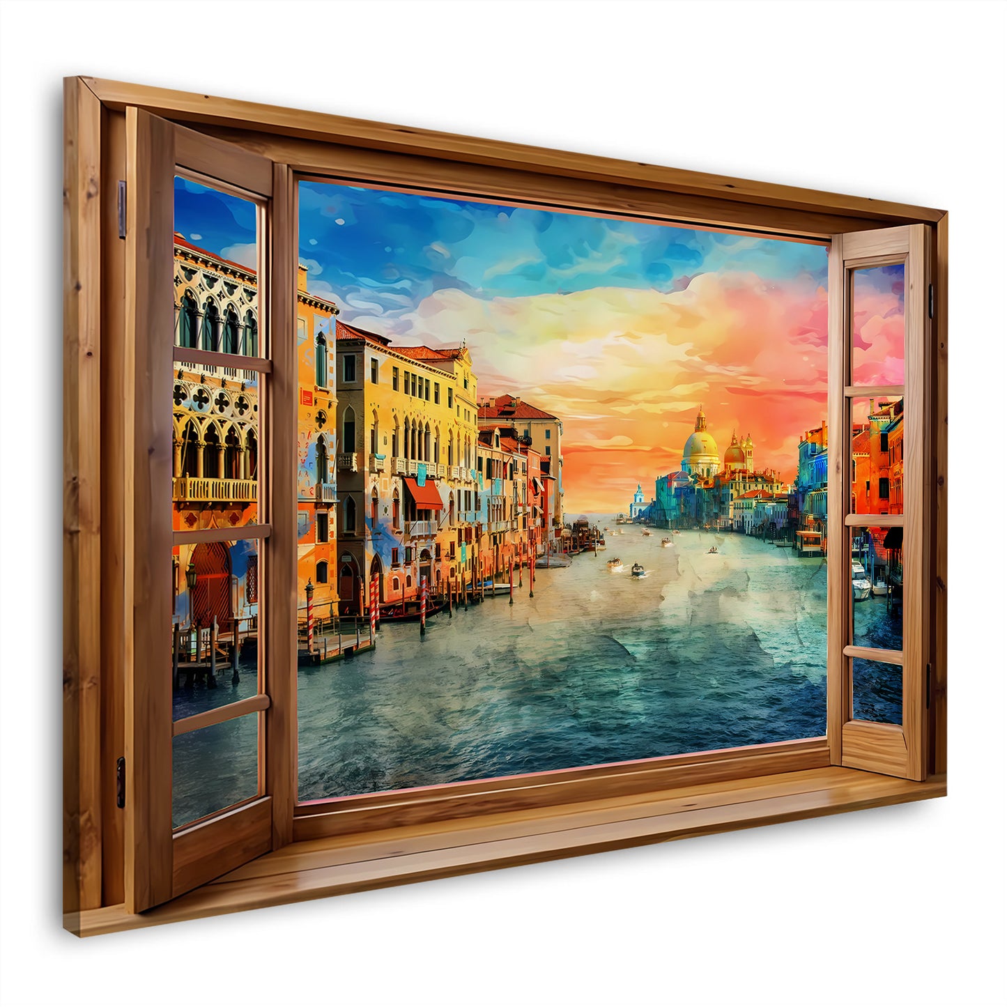 Italien Venedig durch ein Fenster mit farbenprächtigem Panorama Wandbild Kunstwerk