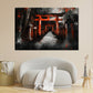 Wandbild Kunstwerk Japanischer Torii Weg rot schwarz mystisch