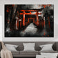 Wandbild Kunstwerk Japanischer Torii Weg rot schwarz mystisch
