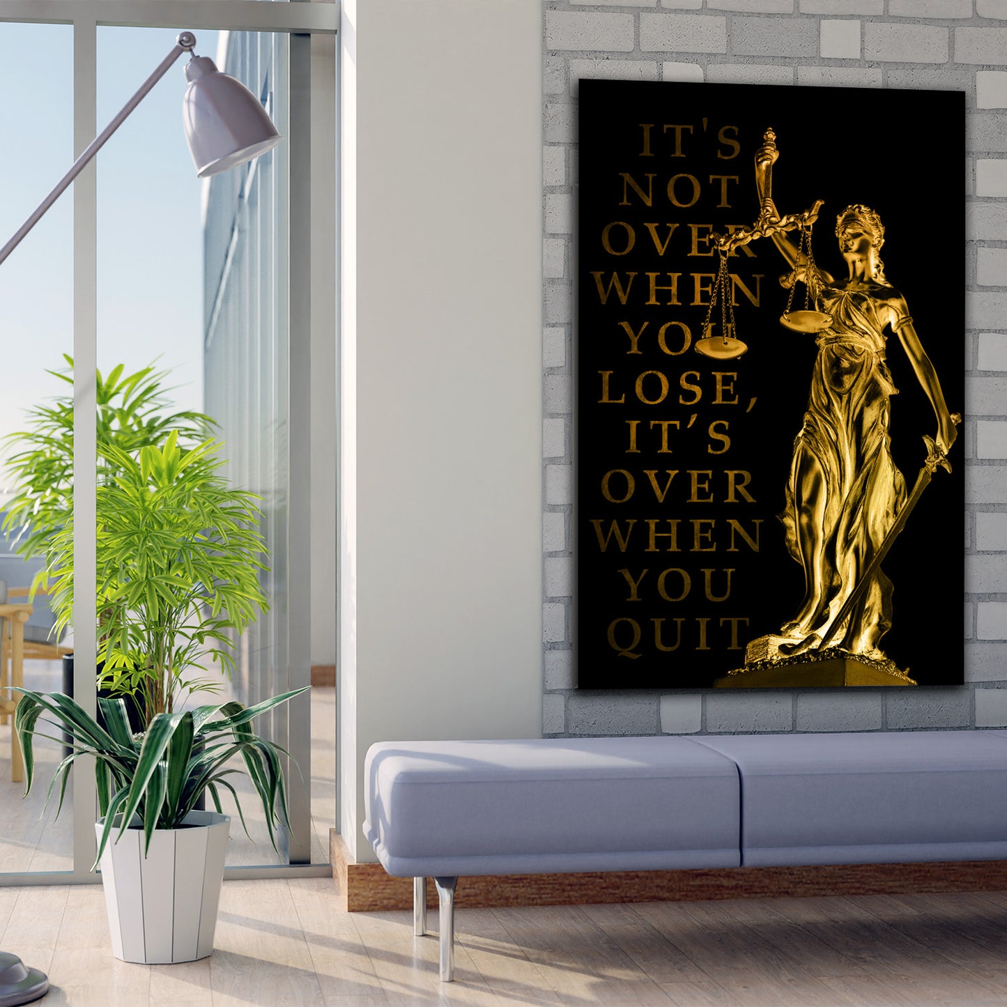 Justitia It Is Not Over When You Lose, Gold Edition Wandbild Kunstwerk