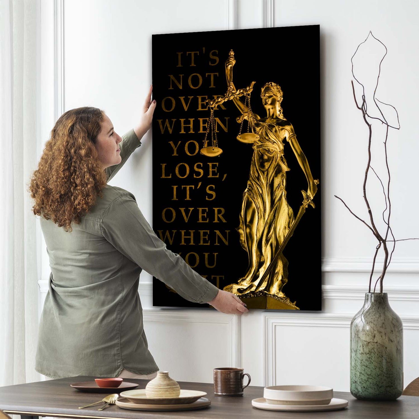 Justitia It Is Not Over When You Lose, Gold Edition Wandbild Kunstwerk