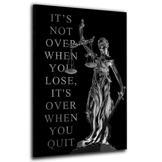 Wandbild Kunstwerk Justitia, IT Is Not Over When You Lose, Silver Edition
