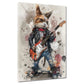 Wandbild Kunstwerk Katze mit Gitarre Pop Art stilvoll