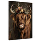 Wandbild Kunstwerk Kuh rustikal floral Vintage Stil