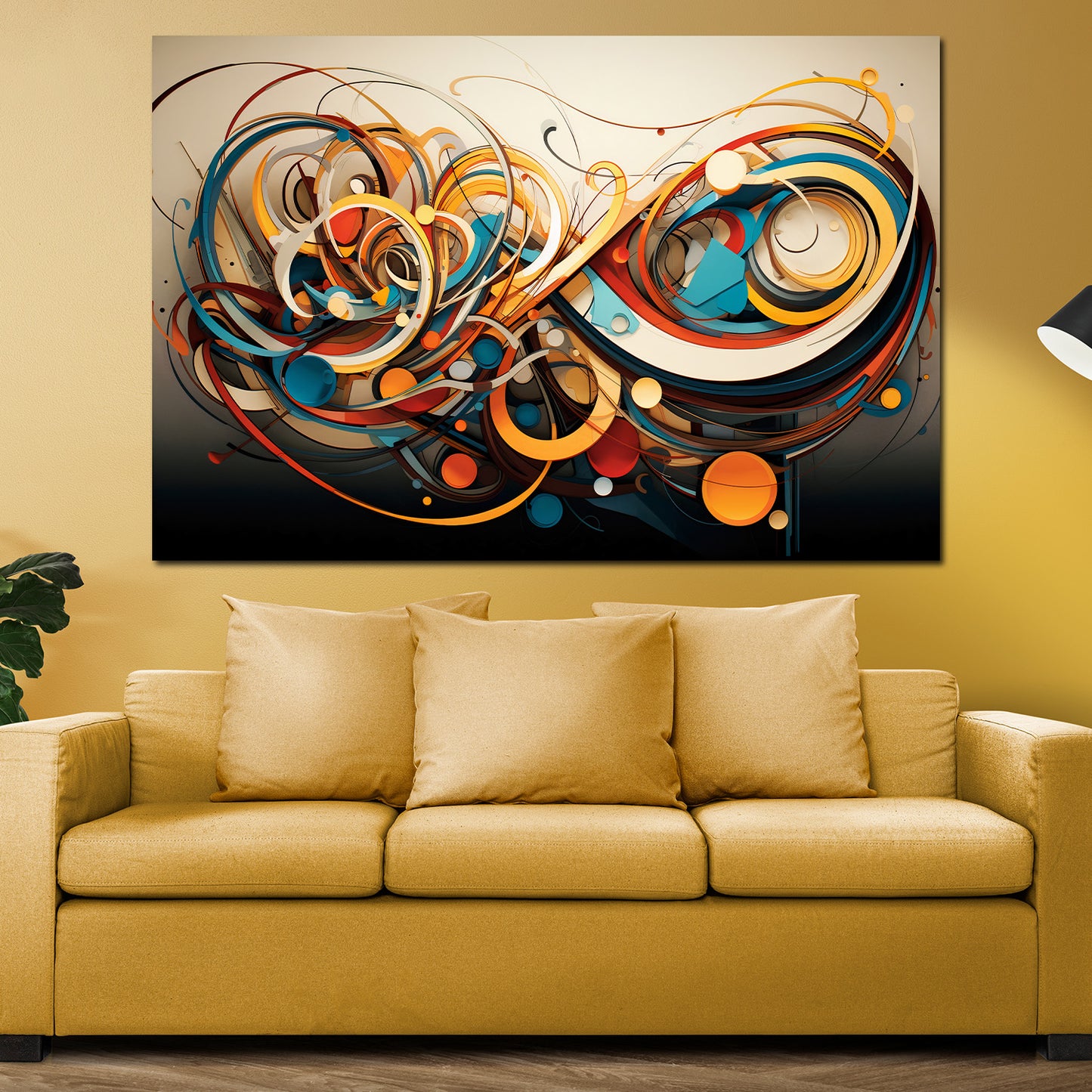 Lines abstrakte Linien Dark Wandbild Kunstwerk