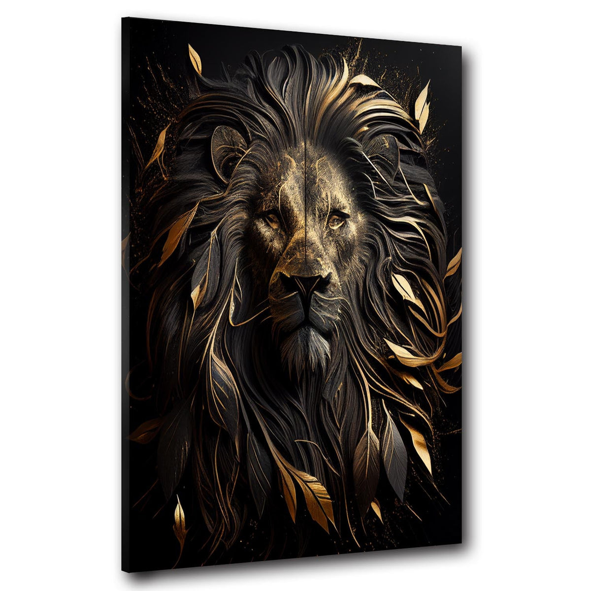 Löwe Gold Style Wandbild Kunstwerk