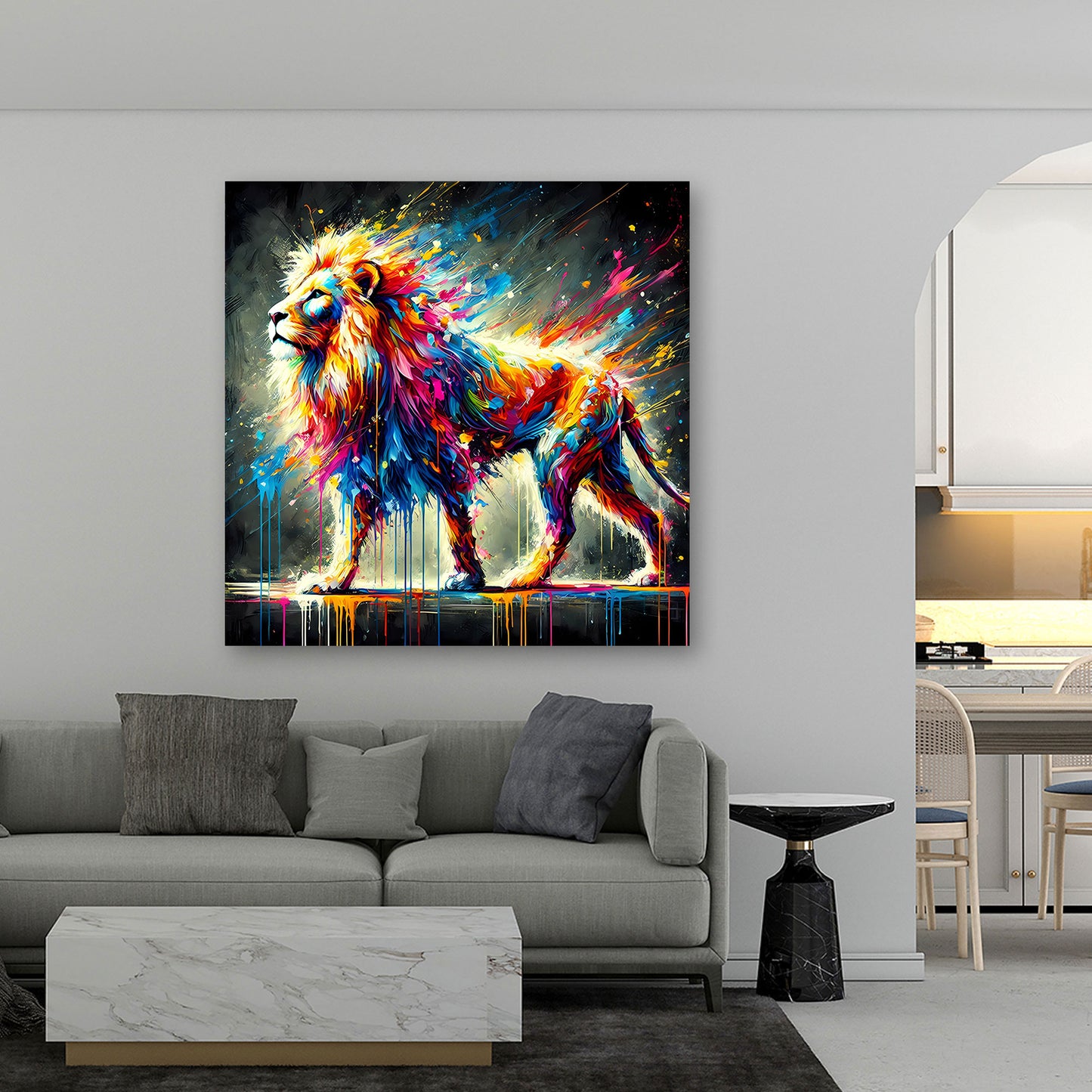 Pop Art Löwe abstrakt Wandbild Kunstwerk