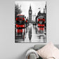 Wandbild Kunstwerk London Skyline Big Ben Busse schwarz weiß modern