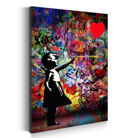 Mädchen Graffiti Street Art Style Wandbild Kunstwerk