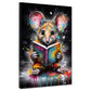 Wandbild Kunstwerk Maus mit Buch Colour Splash