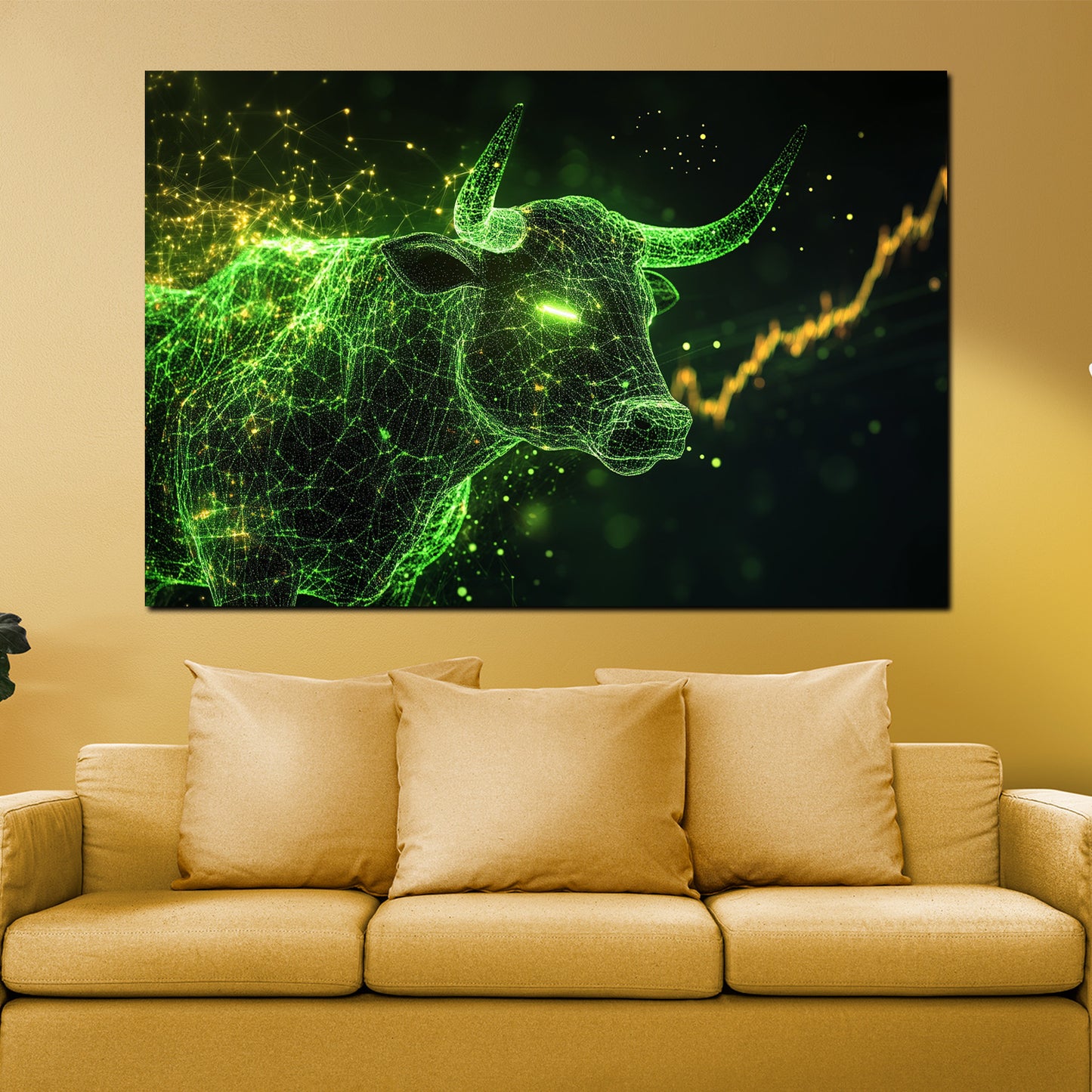 Wandbild Kunstwerk Börse Bulle Geld und Erfolg Motivation