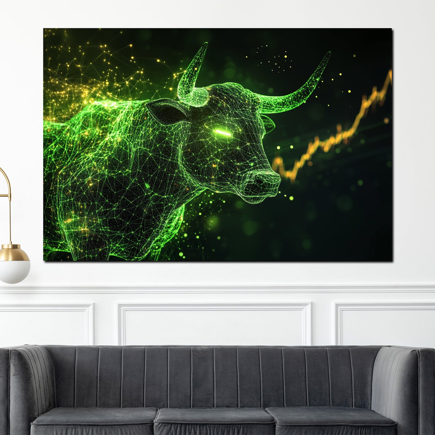 Wandbild Kunstwerk Börse Bulle Geld und Erfolg Motivation