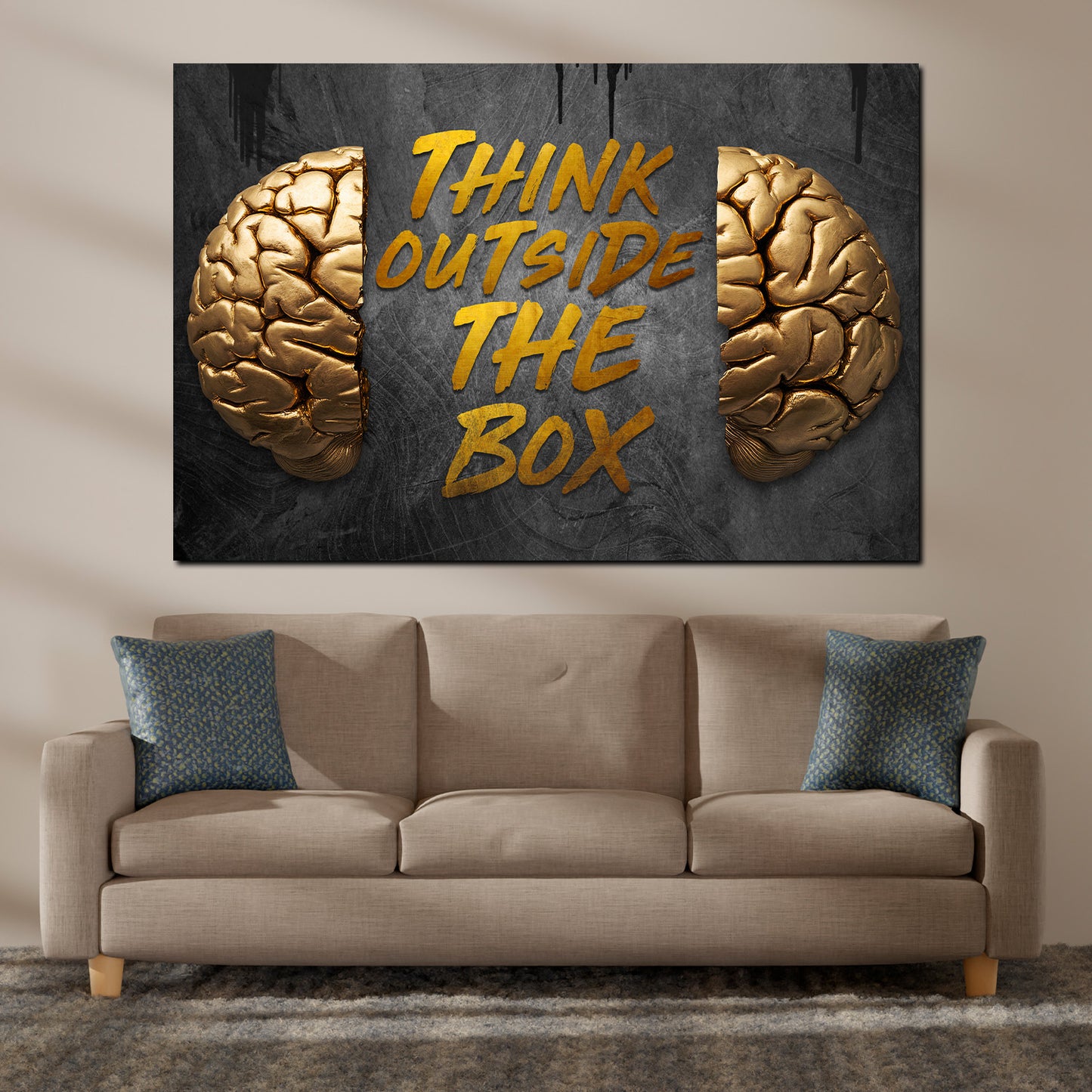 Wandbild Kunstwerk Motivation Gehirn Think Zitat