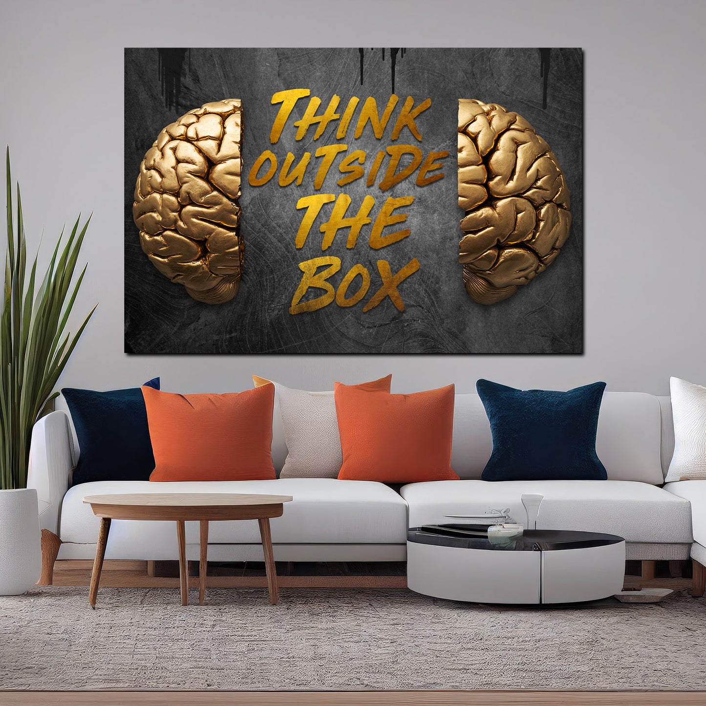 Wandbild Kunstwerk Motivation Gehirn Think Zitat