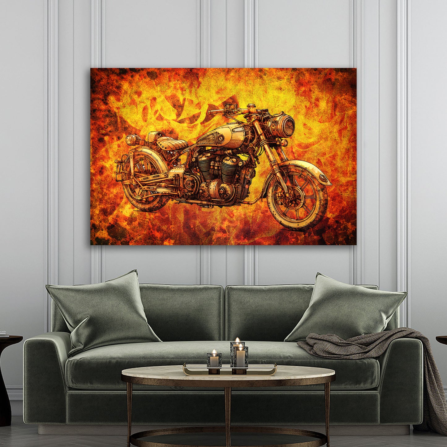 Motorrad Vintage Retro Wandbild Kunstwerk
