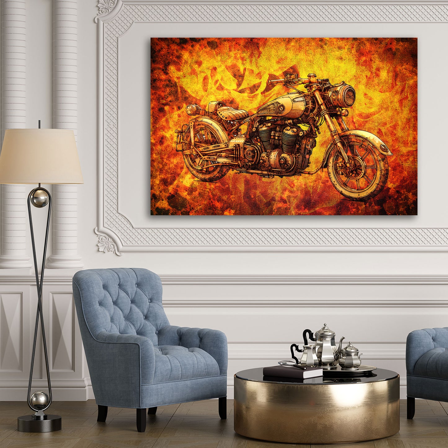 Motorrad Vintage Retro Wandbild Kunstwerk