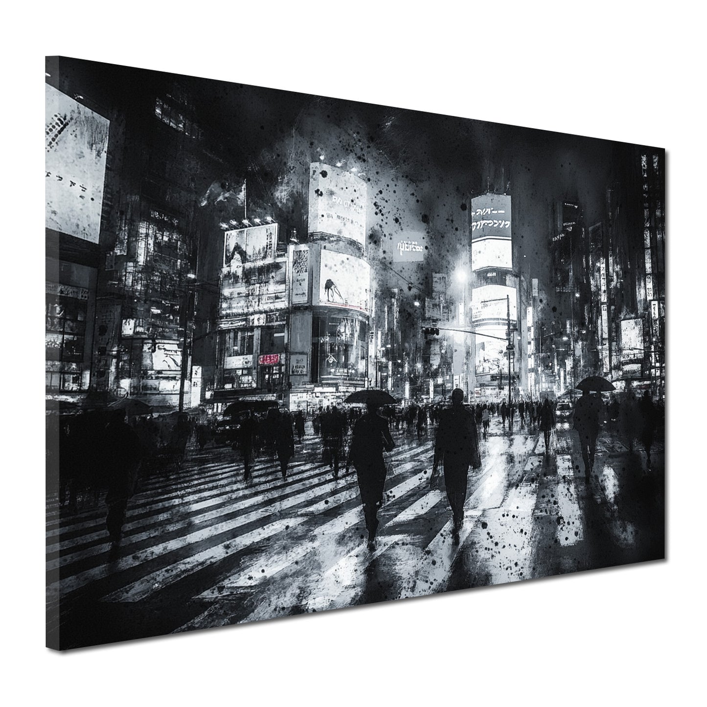 NY USA modern nächtliche Großstadt Regen Menschen Wandbild Kunstwerk