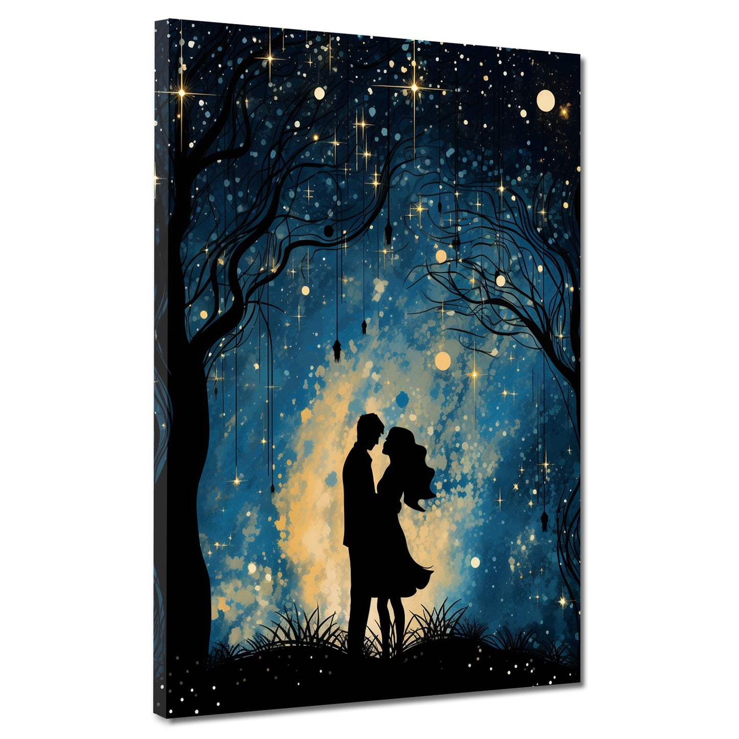 Paar unter Sternenhimmel Romantik Wandbild Kunstwerk