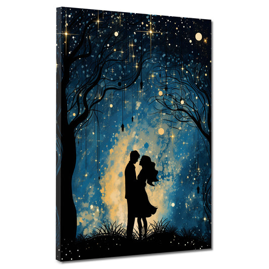 Wandbild Kunstwerk Paar unter Sternenhimmel Romantik