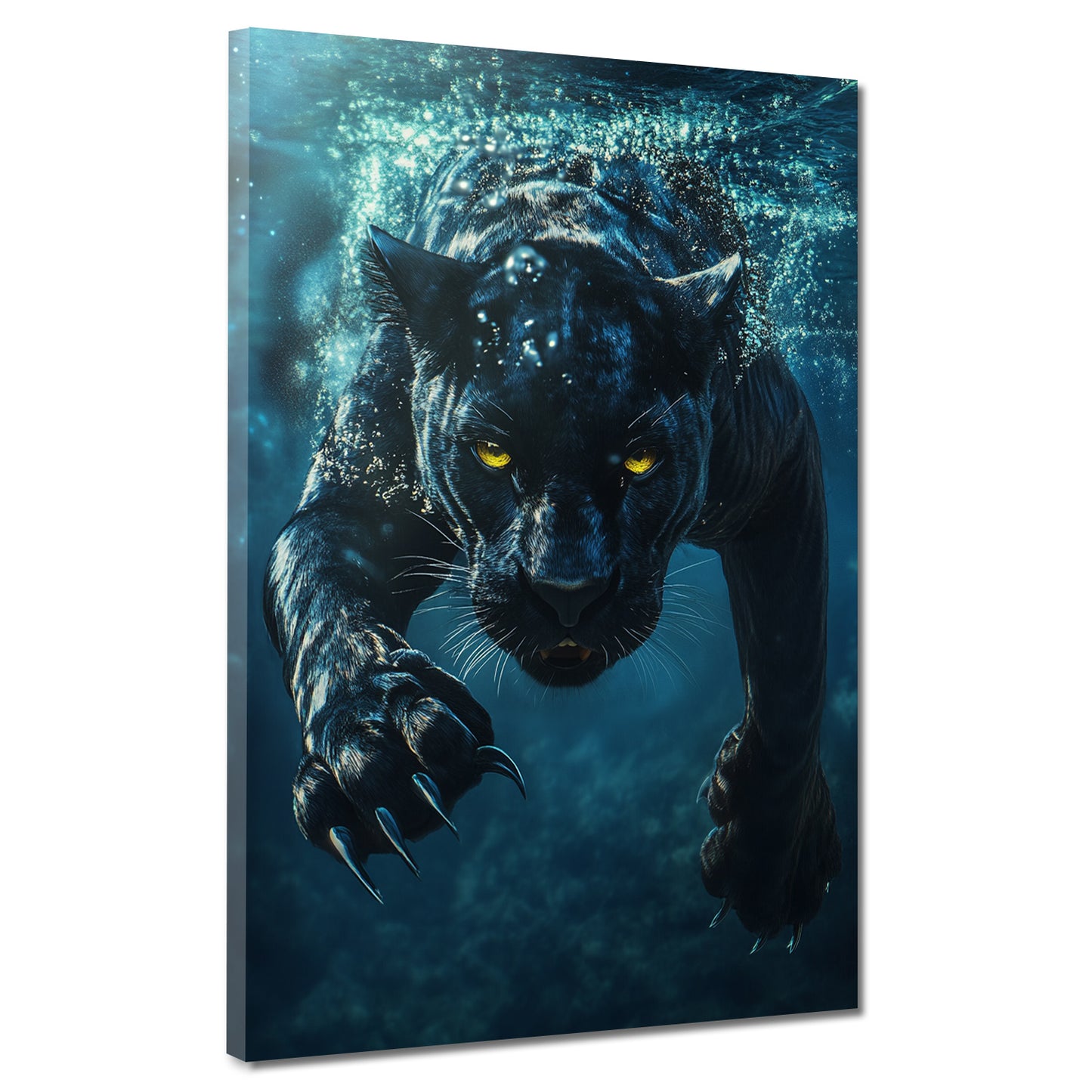 Wandbild Kunstwerk Panther Tiermotiv im Wasser Energie modern