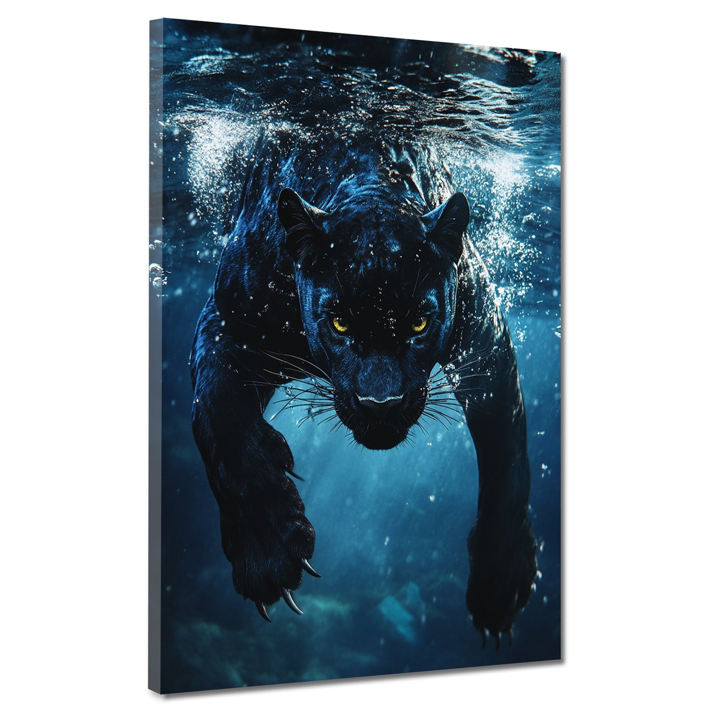 Wandbild Kunstwerk Panther in Bewegung Wildtier Wasser Energie modern