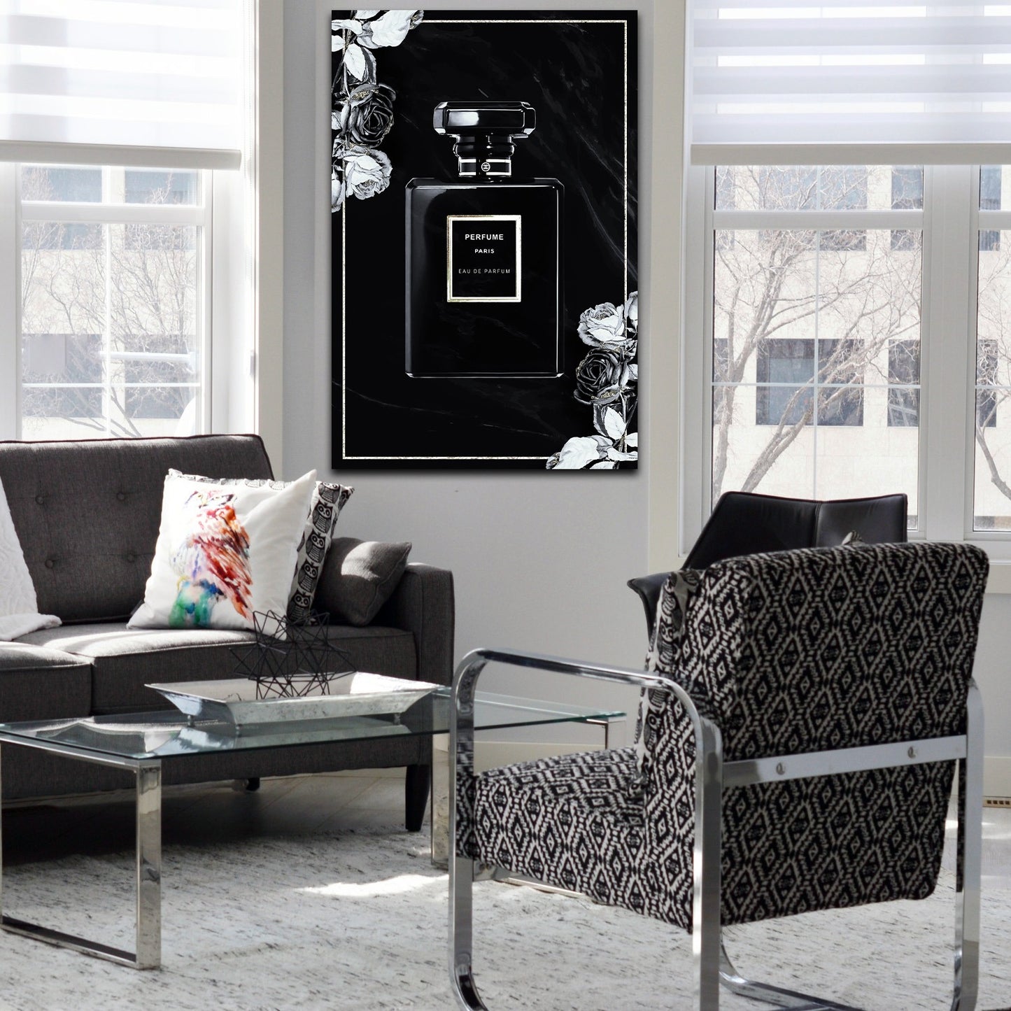 Parfüm Flasche Pop Art Black Wandbild Kunstwerk