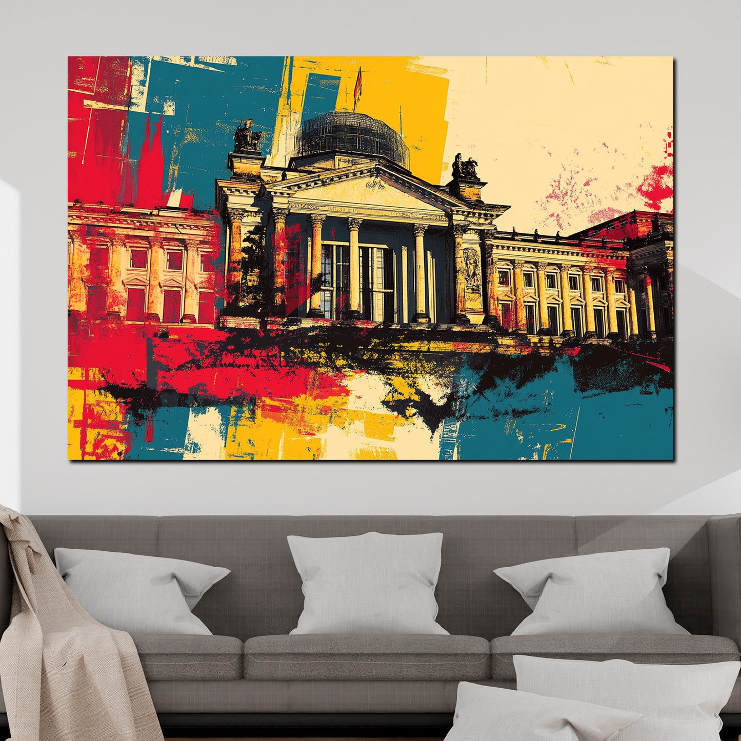 Pop Art Berlin Reichstag Gebäude Farbe Wandbild Kunstwerk