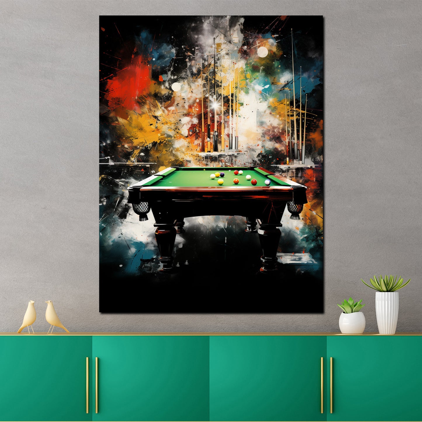 Pop Art Billardtisch Colour Splash Wandbild Kunstwerk