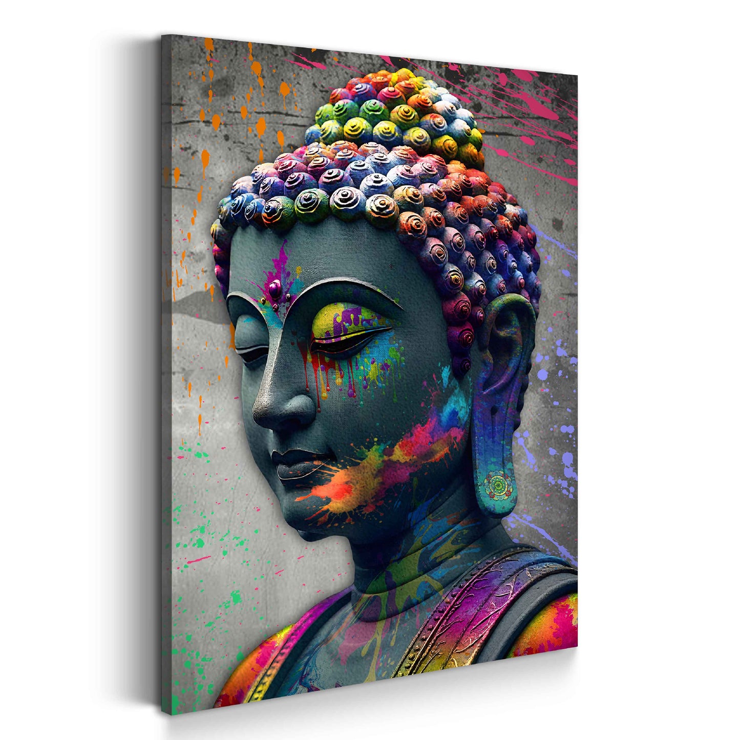 Pop Art Buddha stille Kraft Lebensfreude farbenfroh Wandbild Kunstwerk