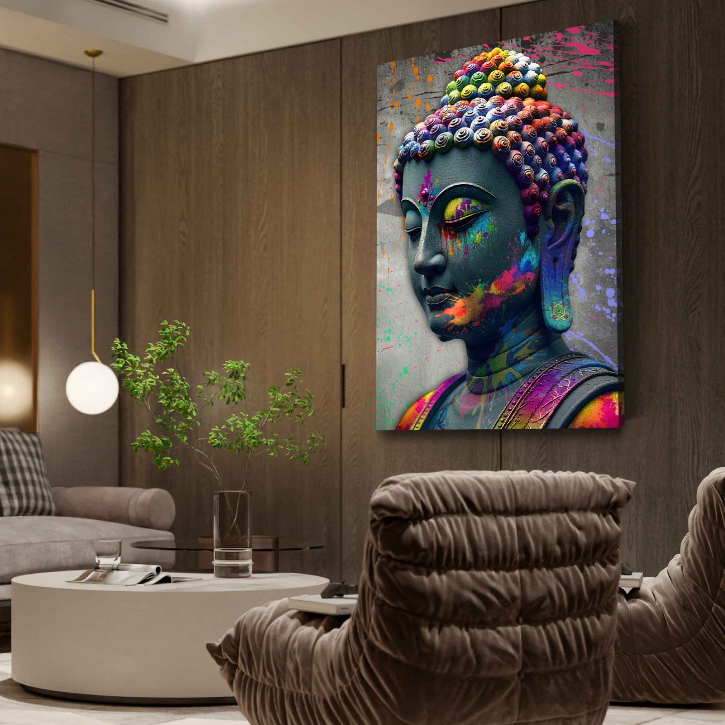 Pop Art Buddha stille Kraft Lebensfreude farbenfroh Wandbild Kunstwerk