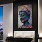 Pop Art Buddha stille Kraft Lebensfreude farbenfroh Wandbild Kunstwerk