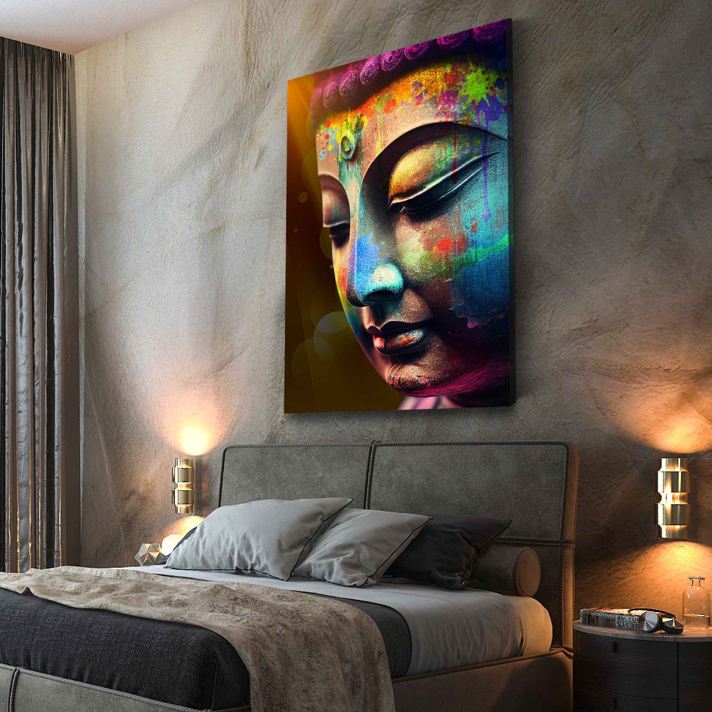 Pop Art Buddhagesicht Harmonie Wandbild Kunstwerk