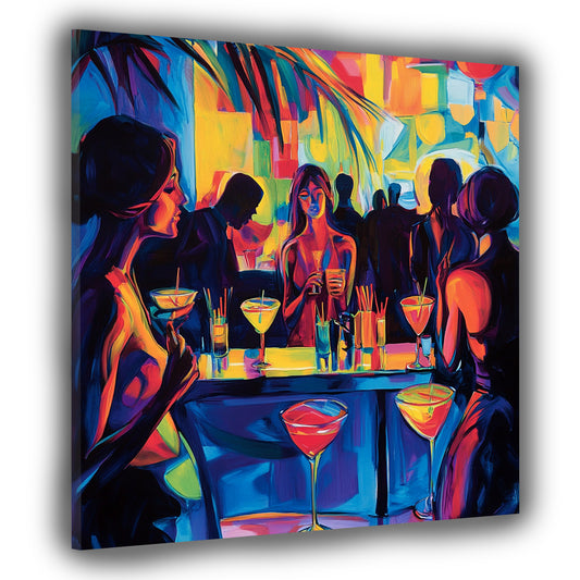 Wandbild Kunstwerk Pop Art Cocktailbar Frauenabend Drinks lebendig bunt