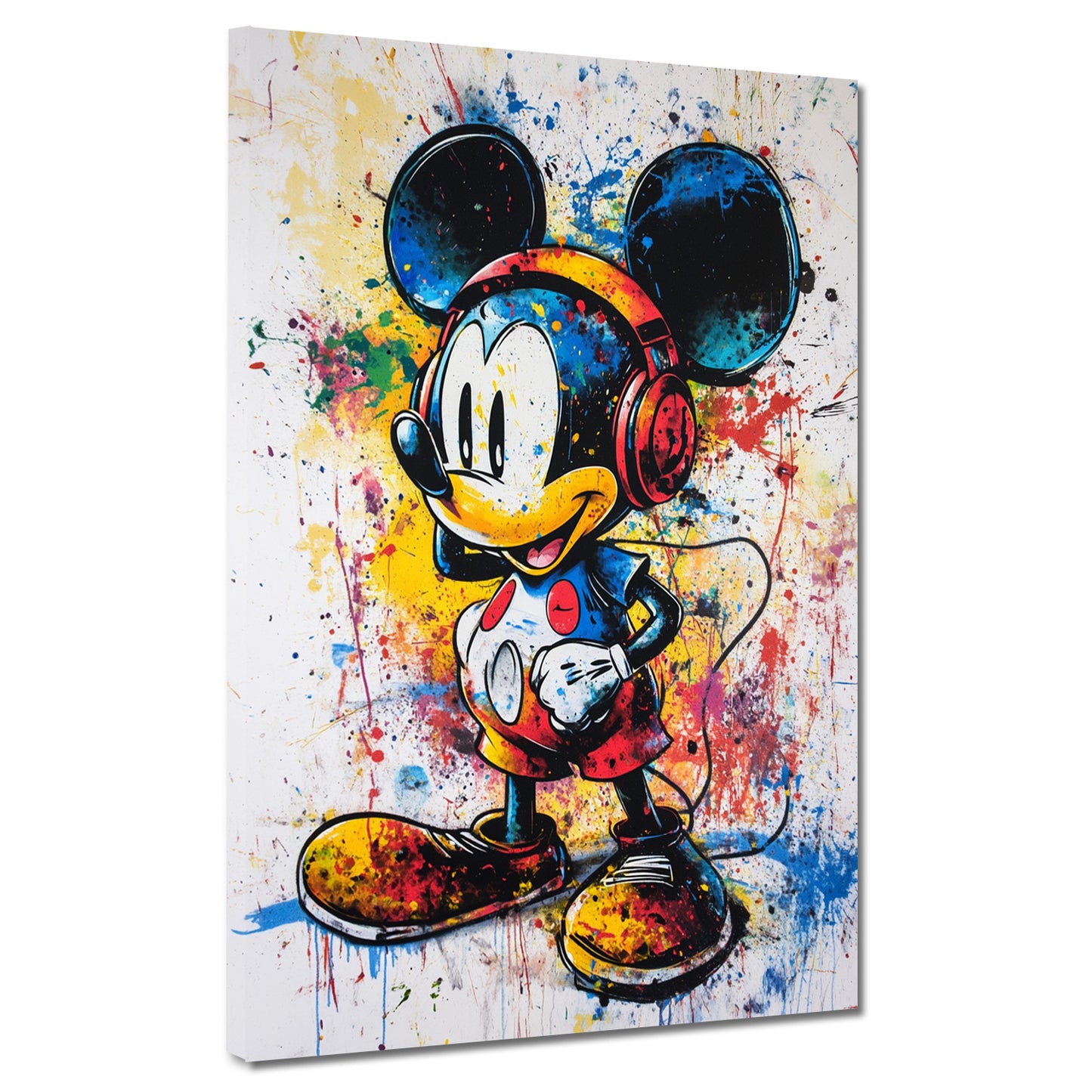 Pop Art Maus mit Kopfhörer Comic Wandbild Kunstwerk