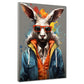 Pop Art Cooler Hase mit Sonnenbrille Painting Style Wandbild Kunstwerk