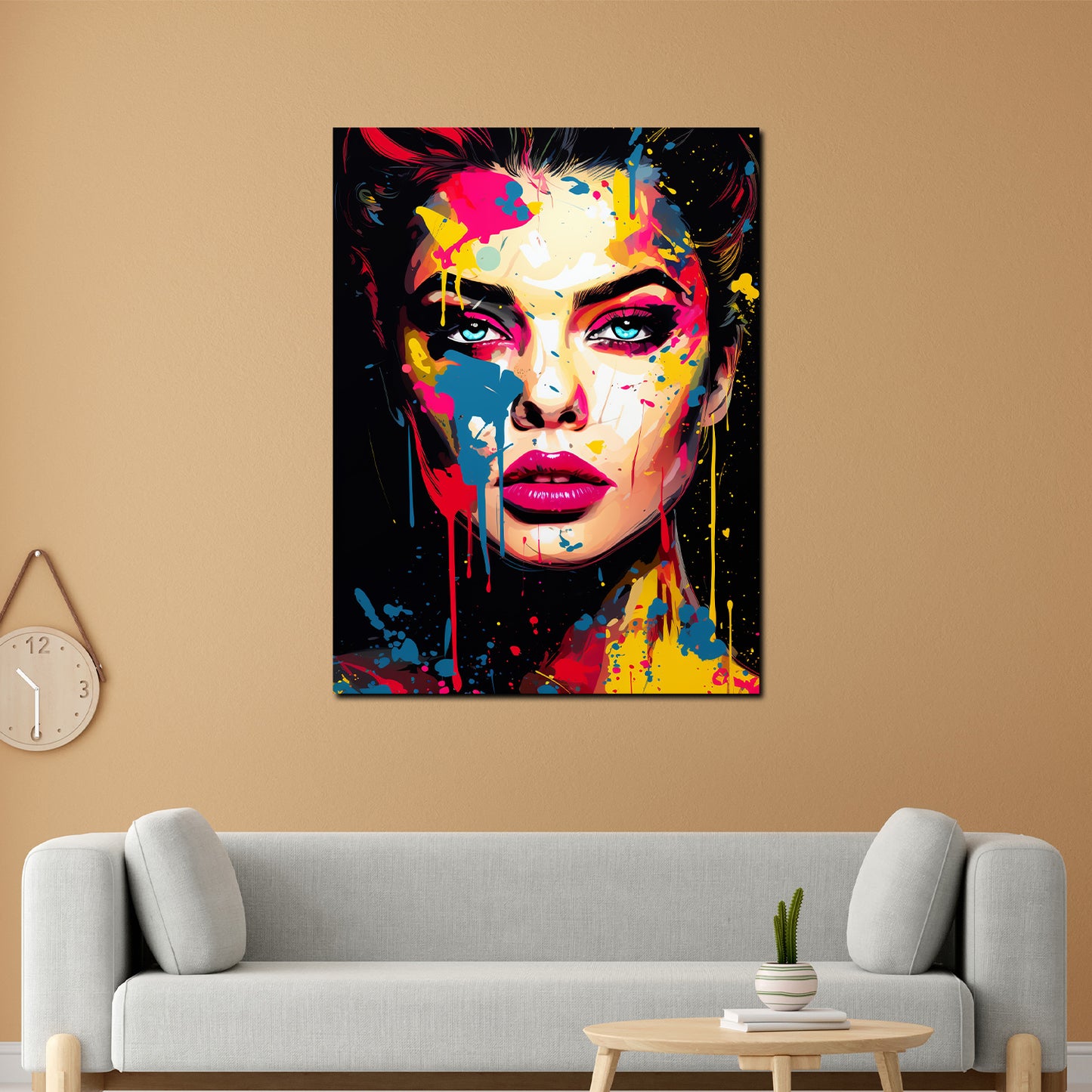 Wandbild Kunstwerk Pop Art Frau Colour Splash