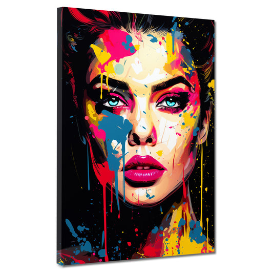 Wandbild Kunstwerk Pop Art Frau Colour Splash