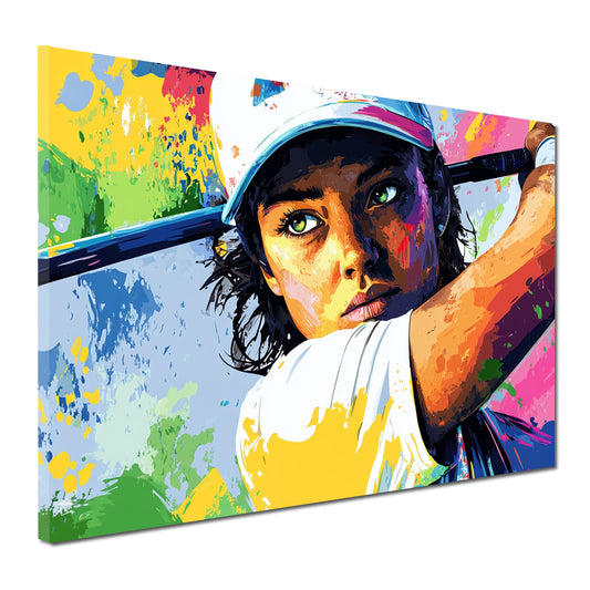 Wandbild Kunstwerk Pop Art Frau Golf modern