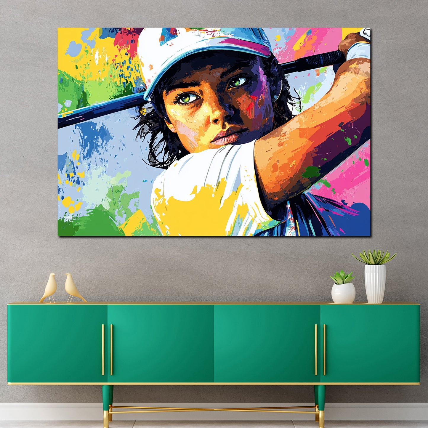 Pop Art Frau Golf modern Wandbild Kunstwerk