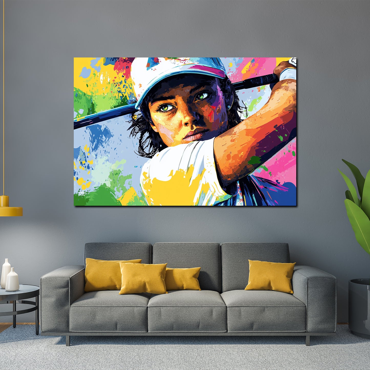 Pop Art Frau Golf modern Wandbild Kunstwerk