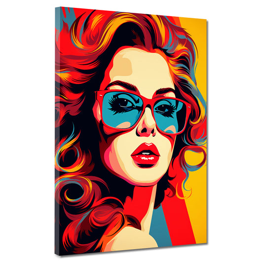 Wandbild Kunstwerk Pop Art Frau mit Sonnenbrille