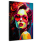 Wandbild Kunstwerk Pop Art Frau mit roter Sonnenbrille