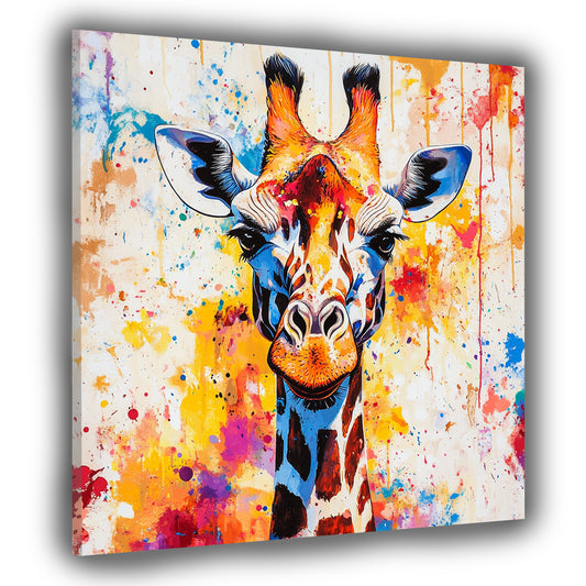 Wandbild Kunstwerk Pop Art Giraffe farbenfroh lebendig