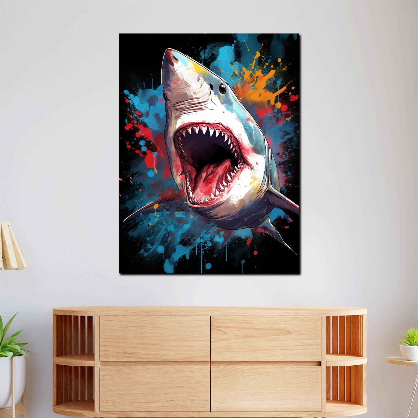 Pop Art Hai Colour Splash Wandbild Kunstwerk