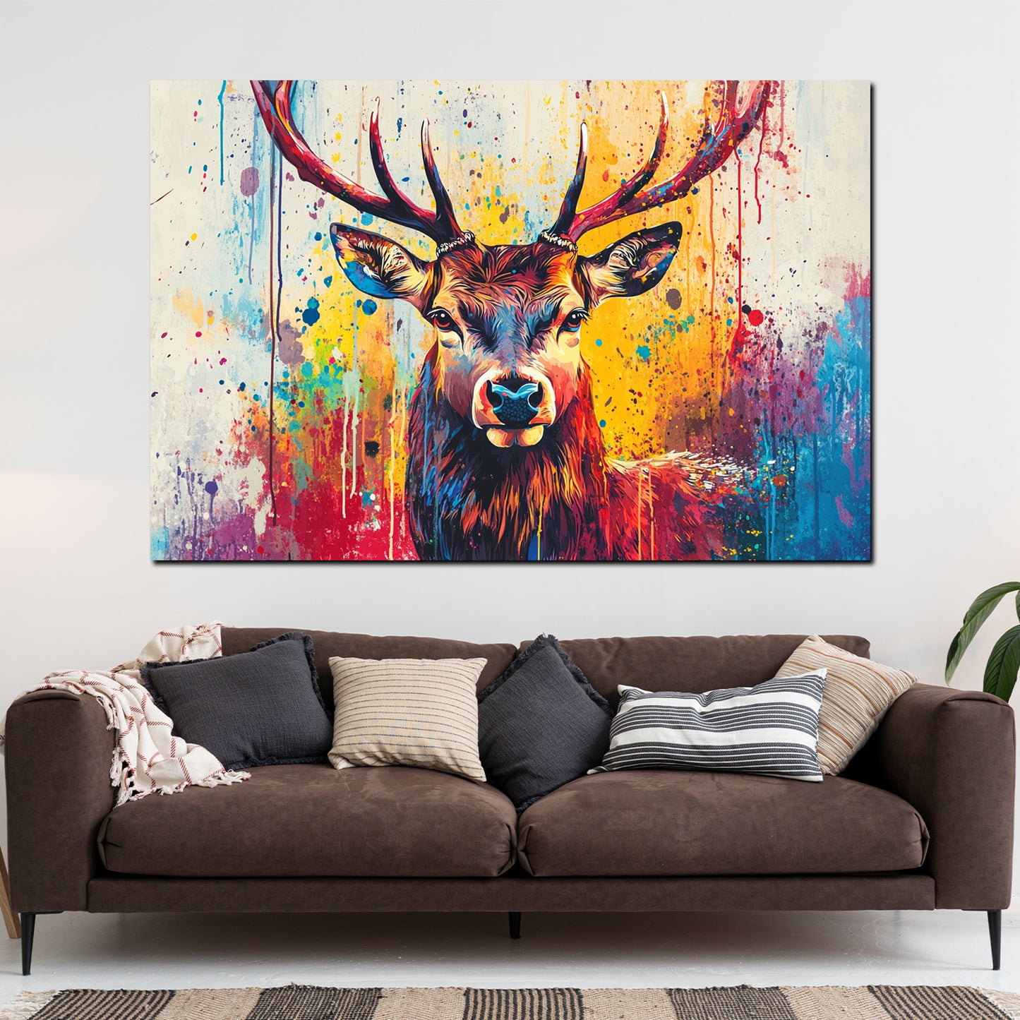 Pop Art Hirsch farbenfroh modern Wandbild Kunstwerk