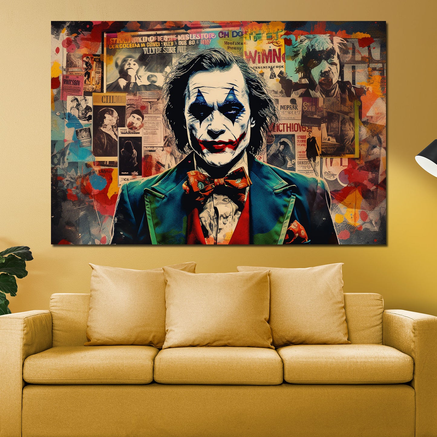 Wandbild Kunstwerk Pop Art Joker Newspaper Style