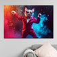 Wandbild Kunstwerk Pop Art Katze im Anzug Party Glitzer