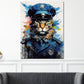 Pop Art Katze in Polizeiuniform Wandbild Kunstwerk